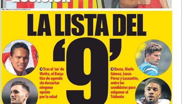 כותרות העיתונים ליום רביעי, 27/07/2016