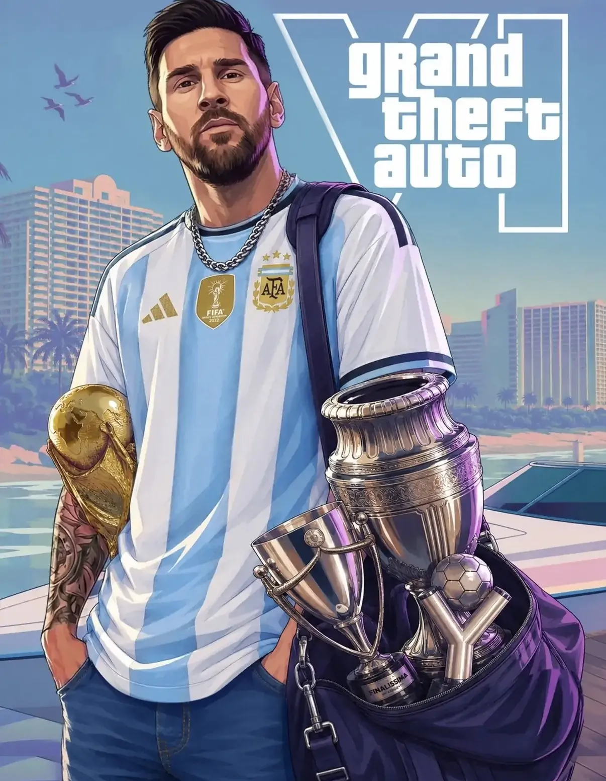 איור מחווה למסי בסגנון GTA
